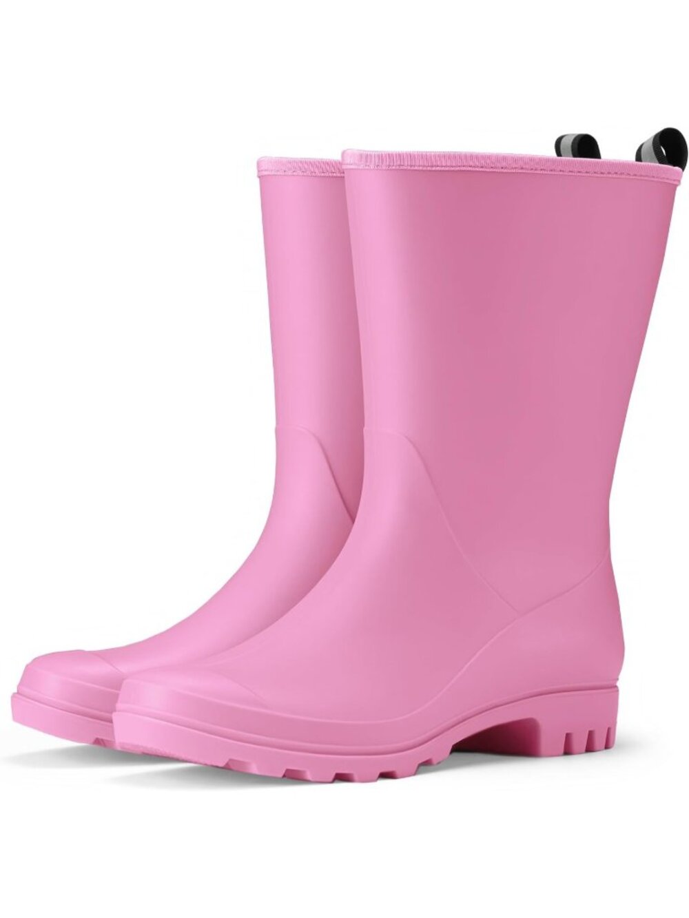Women's Pink Seamless Matte Surface Waterproof PVC Wide Calf Rain Rubber Boots